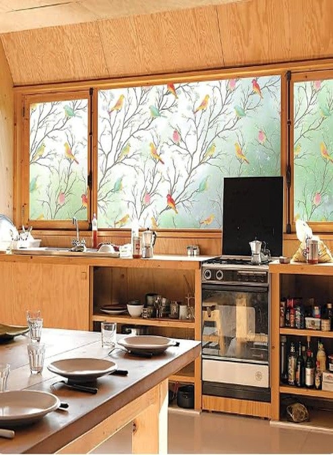 SUNBIRD Window Privacy Film, Stained Flute Window Film, Tulip Vinyl Glass 3D Decorative Glass Covering, Sun Blocking Cover for Home, (Bird, 45 x 254cm) - Image 4